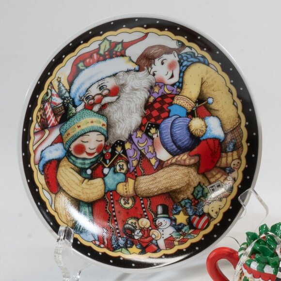 Mary Engelbreit Christmas Plate and Teacup Ornament - Picture 2 of 5